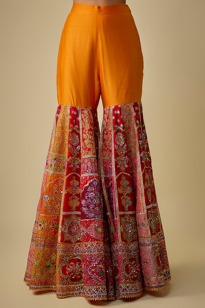 Multi-Colored Chanderi Sequins Embroidered Gharara Set by Mayyur Girotra at Pernia's Pop Up Shop