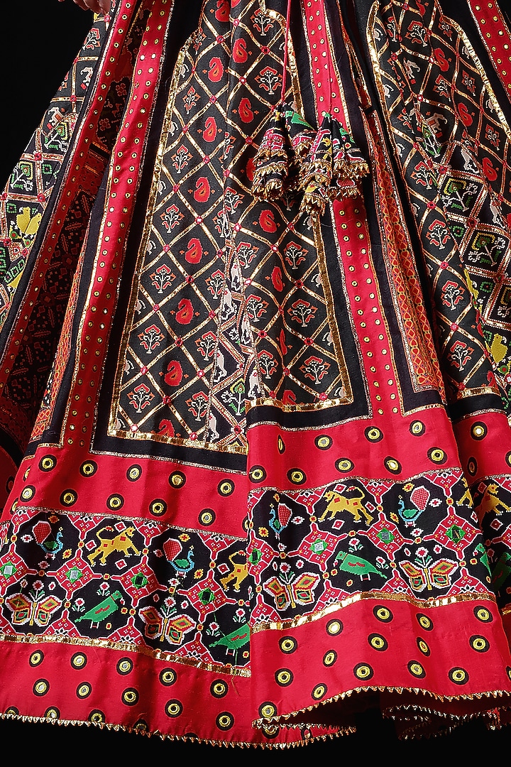 Black Mysore Silk Printed & Embroidered Bridal Lehenga Set by Mayyur girotra at Pernia's Pop Up Shop