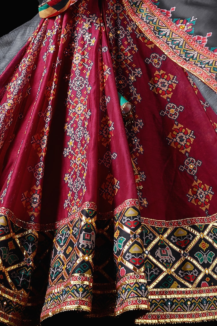 Hot Pink Mysore Silk Printed & Embroidered Bridal Lehenga Set by Mayyur girotra at Pernia's Pop Up Shop