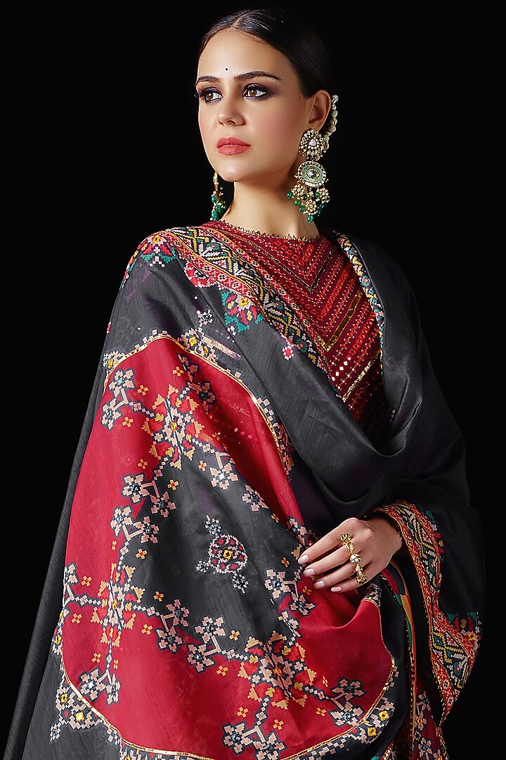 Hot Pink Mysore Silk Printed & Embroidered Bridal Lehenga Set by Mayyur girotra at Pernia's Pop Up Shop