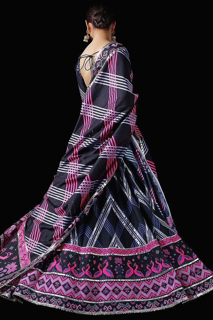 Multi-Colored Mysore Silk Printed & Embroidered Wedding Lehenga Set by Mayyur girotra at Pernia's Pop Up Shop
