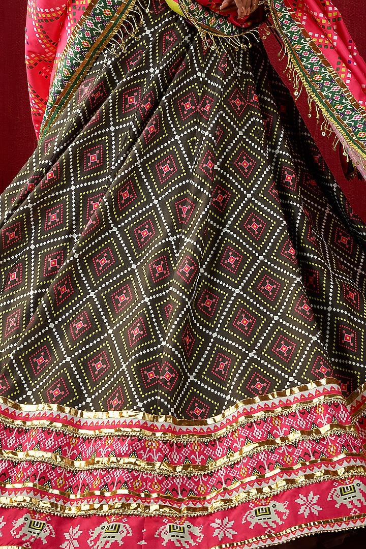 Green Mysore Silk Printed & Embroidered Bridal Lehenga Set by Mayyur girotra at Pernia's Pop Up Shop