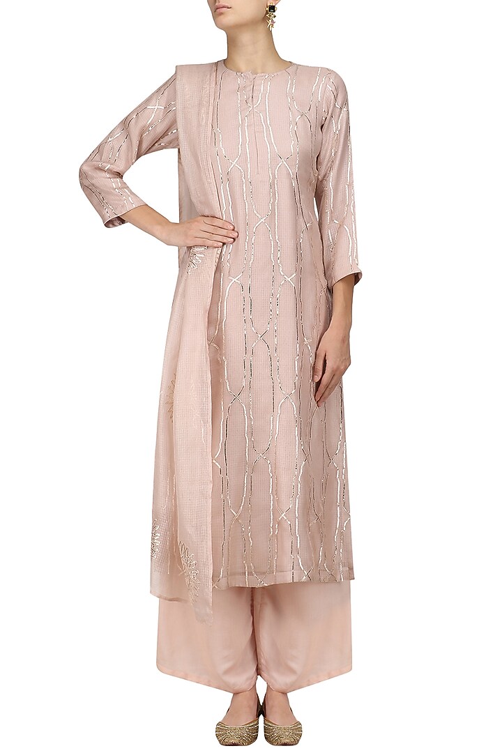 Pink shama design kurta and palazzo pants set available only at Pernia's Pop Up Shop.