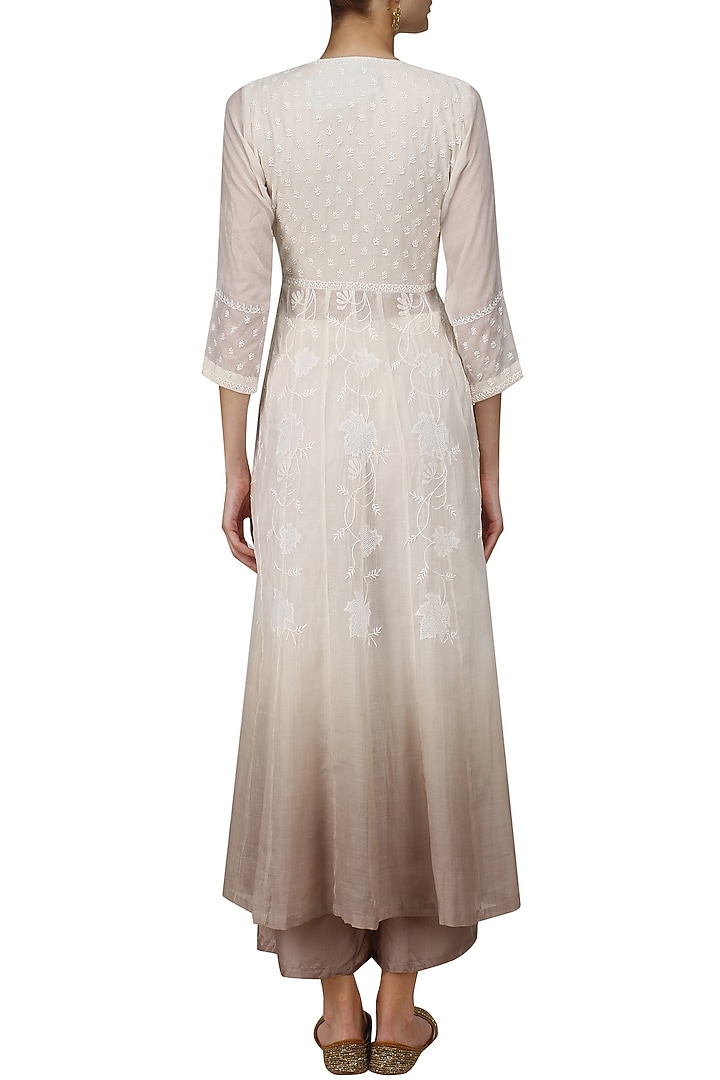 White shaded chikankari kurta and palazzo pants set available only at Pernia's Pop Up Shop.