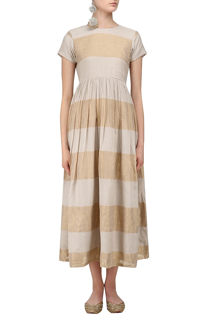Grey and beige striped dress available only at Pernia's Pop Up Shop.