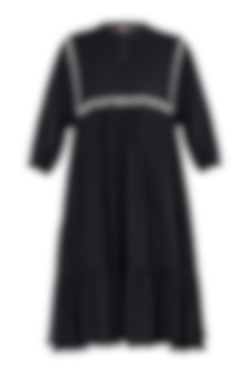 Black embroidered tier dress by Myoho