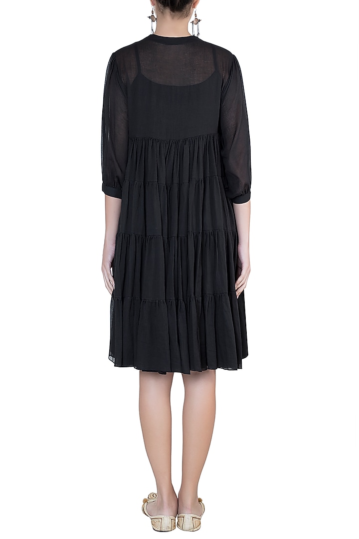 Black embroidered tier Summer Dress by Myoho at Pernia's Pop Up Shop