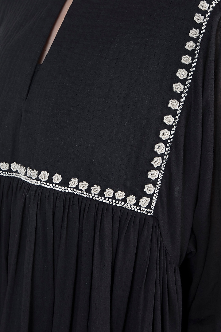 Black embroidered tier Summer Dress by Myoho at Pernia's Pop Up Shop