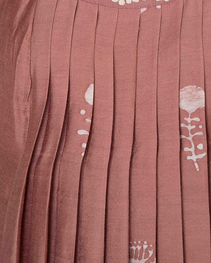 Dusty pink layered block printed and embroidered maxi dress available only at Pernia's Pop Up Shop.