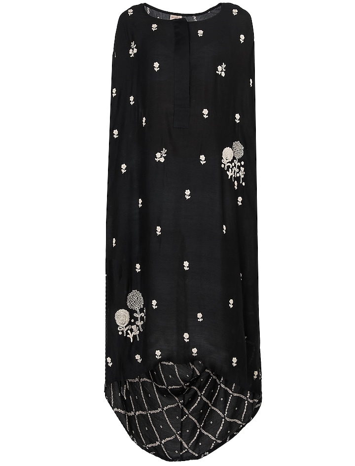 Black Embroidered Cowl Tunic by Myoho