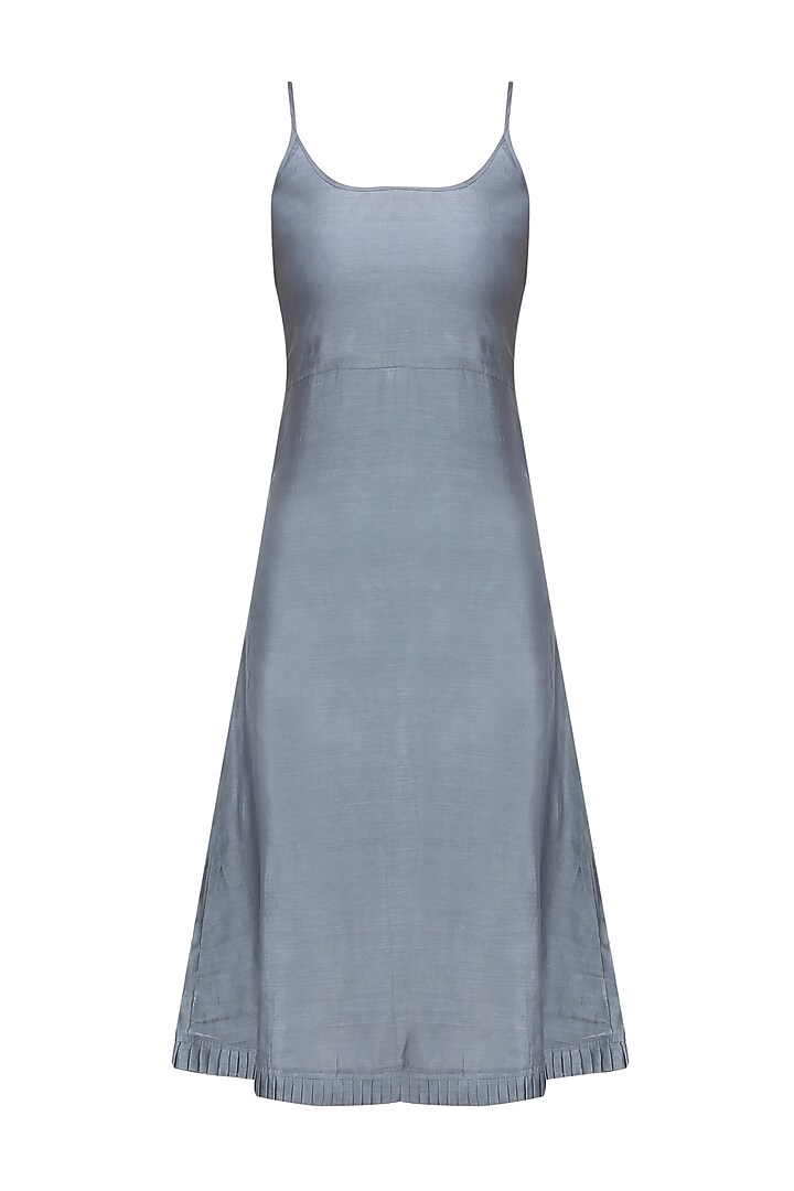 Grey lantern sleeves khadi dress with an inner available only at Pernia's Pop Up Shop.