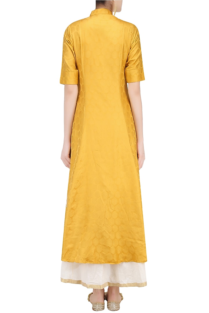 Yellow elephants motifs double layer flared dress with white pants available only at Pernia's Pop Up Shop.