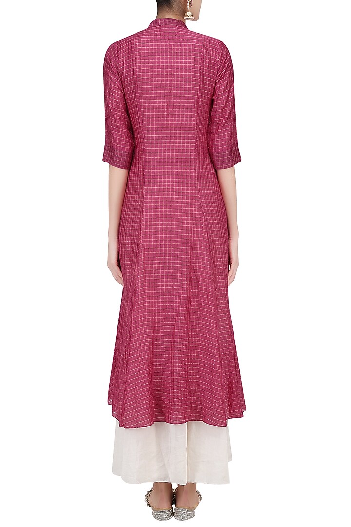 Pink rose motifs kurta with white flared pants available only at Pernia's Pop Up Shop.