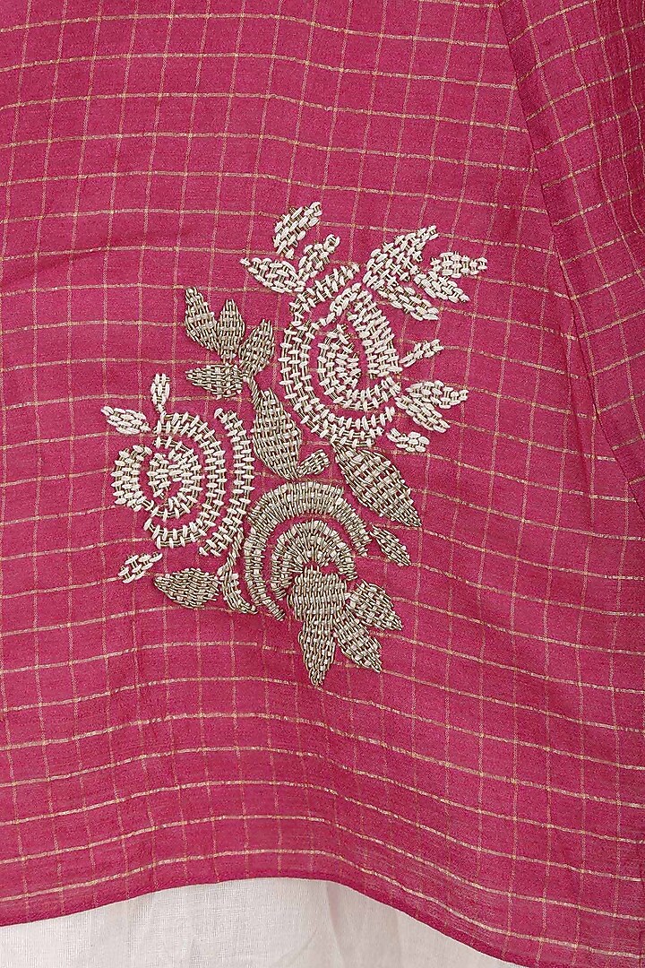 Pink rose motifs kurta with white flared pants available only at Pernia's Pop Up Shop.