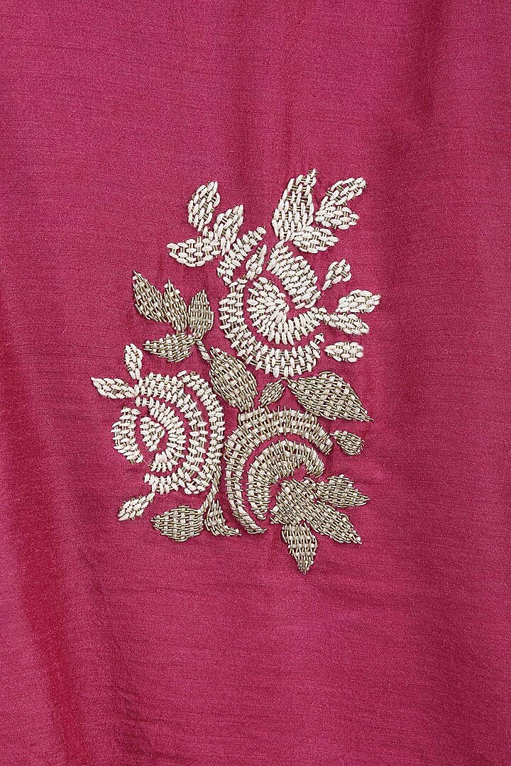 Maroon and gold floarl embroidered kalidaar kurta with brocade underlayer available only at Pernia's Pop Up Shop.