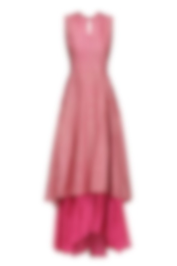 Pink Double Layer Three Panelled Dress with Pants by Myoho