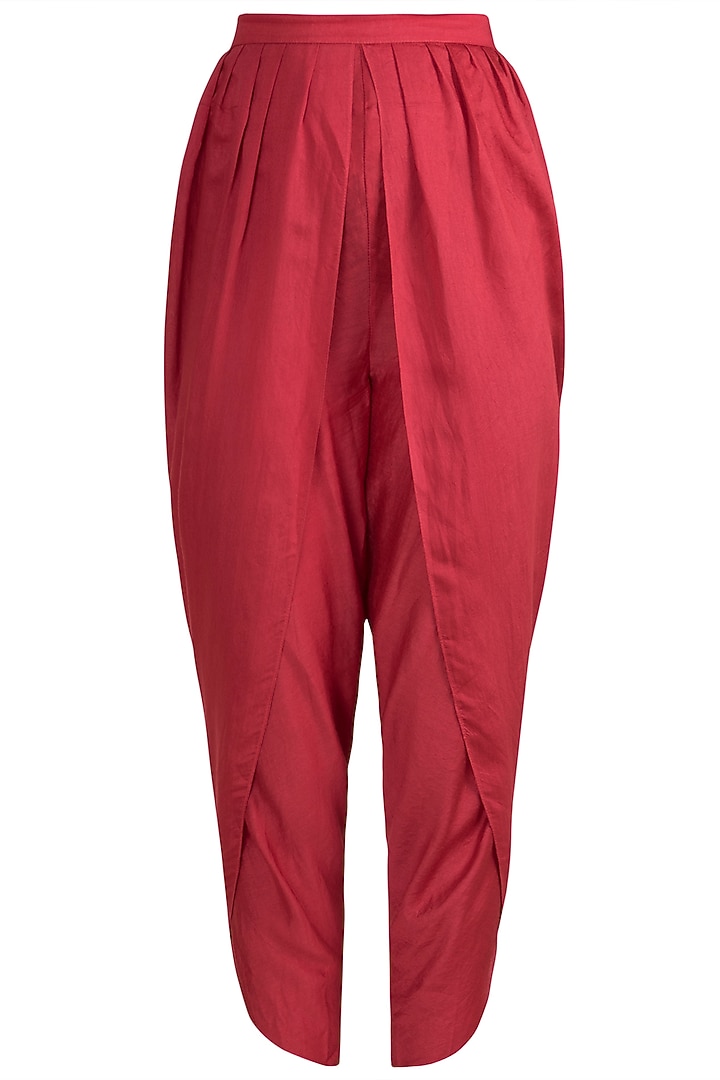Red hand block printed kurta with dhoti pants available only at Pernia's Pop Up Shop.