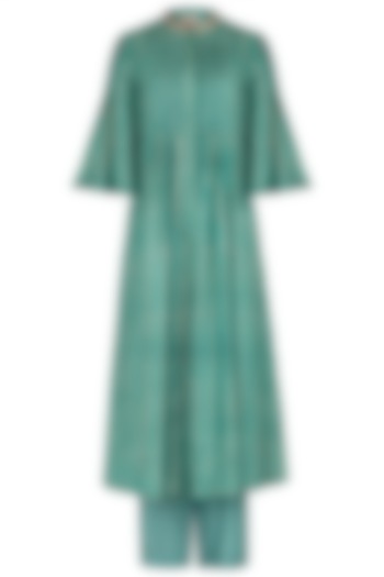 Sea green hand block printed kurta with pants available only at Pernia's Pop Up Shop.