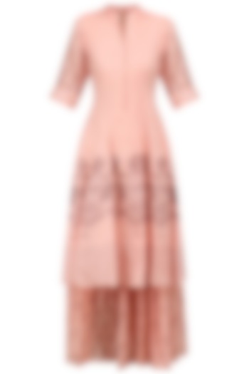 Baby Pink Double Layer Mughal Dress by Myoho