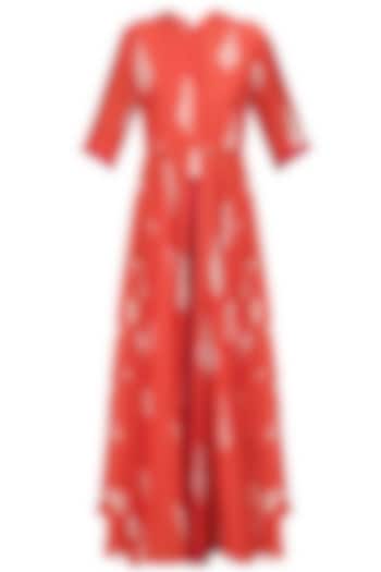 Citrus printed circular jacket kurta and straight pants available only at Pernia's Pop Up Shop.