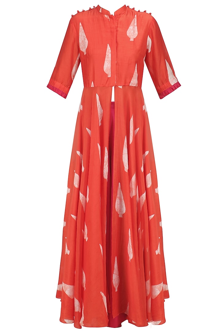 Citrus printed circular jacket kurta and straight pants available only at Pernia's Pop Up Shop.