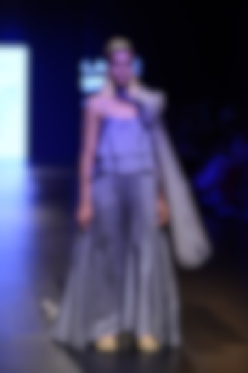 Grey Plain Strapy Dress with Uneven Hem by Myoho