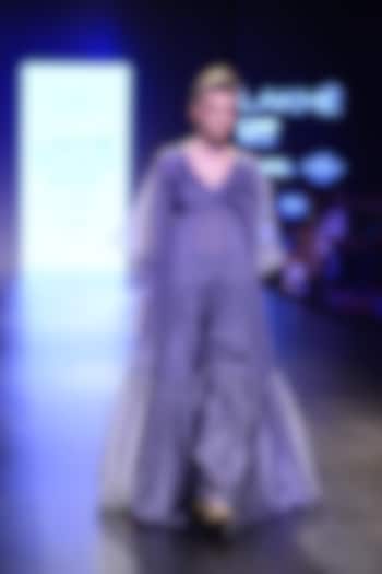 Grey Three Tiered Floor Length Maxi Dress by Myoho