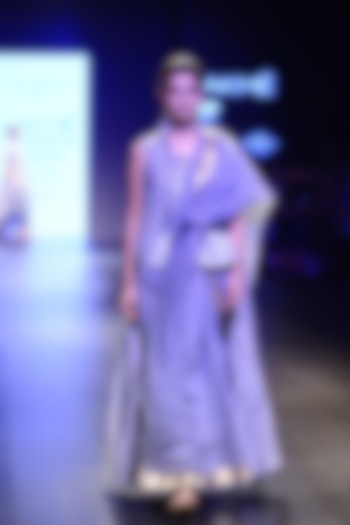 Grey Khadi Printed Side Tier Dress by Myoho