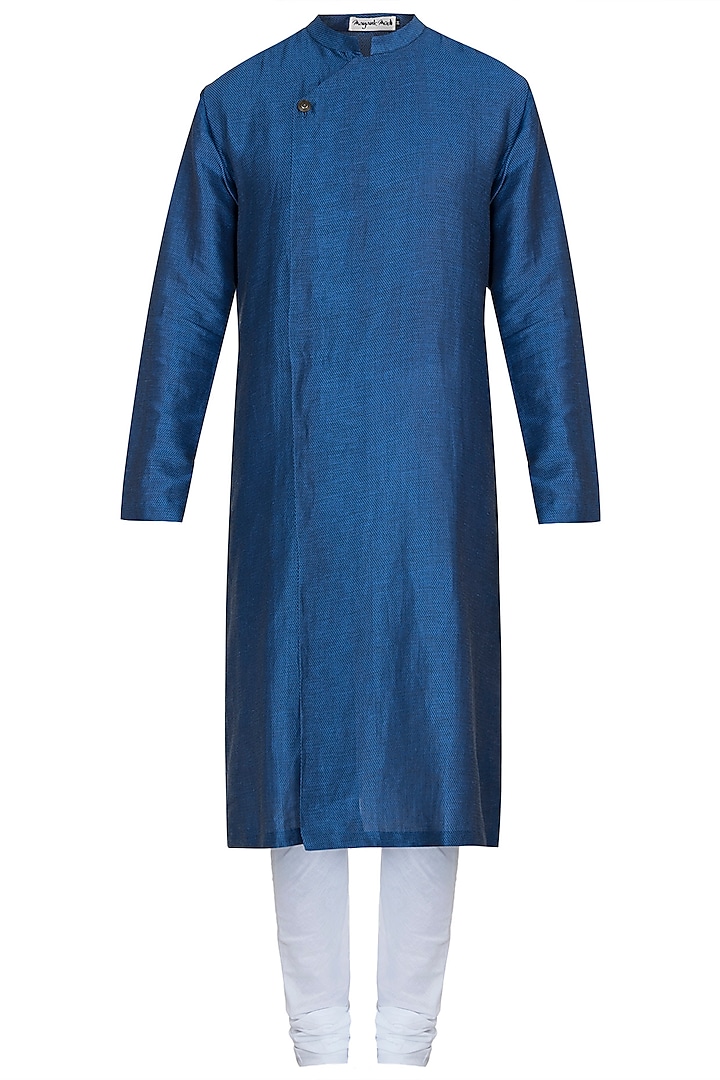 Navy blue kurta with pants by Mayank Modi