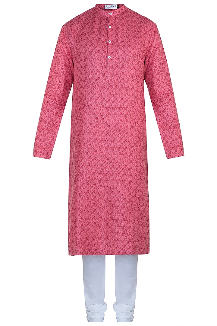 Pink printed kurta with pants by Mayank Modi