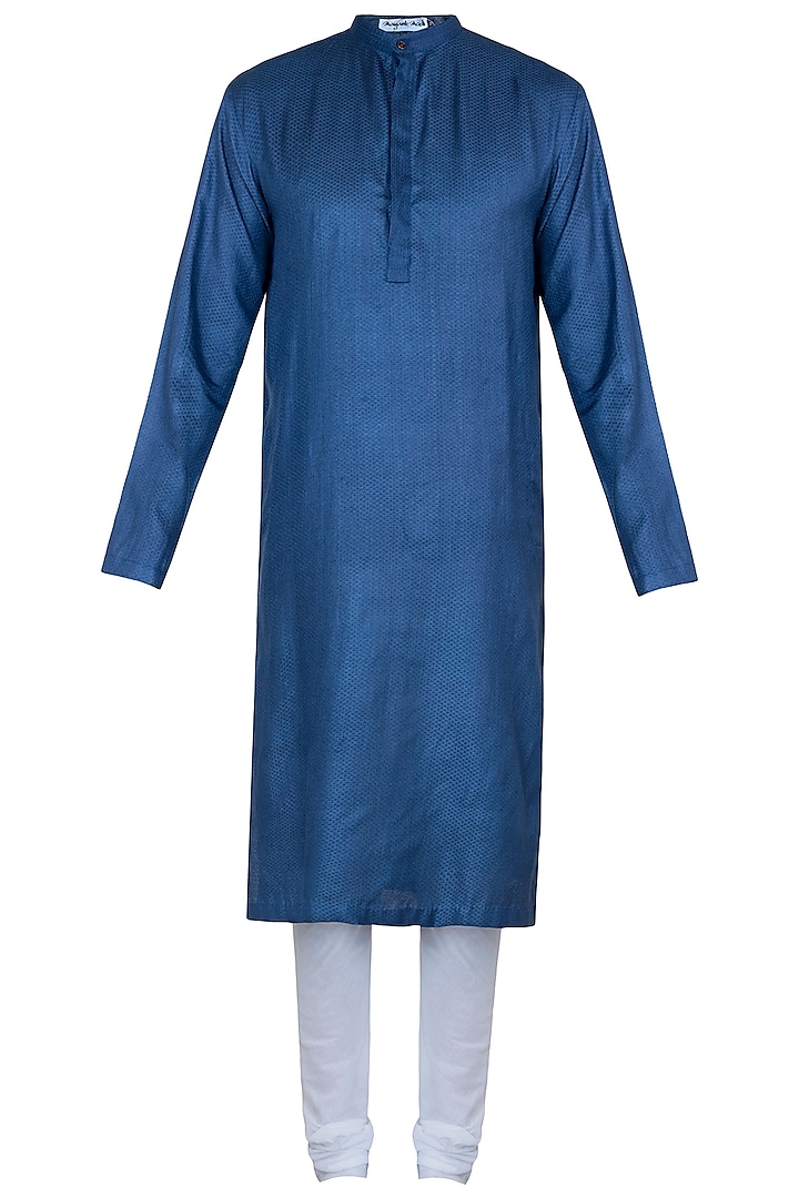 Blue kurta with pants by Mayank Modi