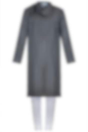 Grey cowl neck kurta with pants by Mayank Modi at Pernia's Pop Up Shop