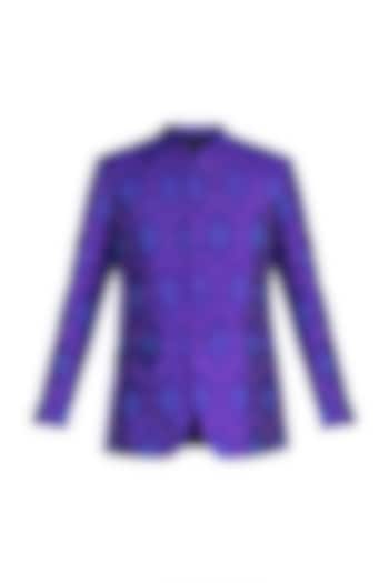 Purple Ikat Woven Bandhgala Jacket by Mayank Modi at Pernia's Pop Up Shop