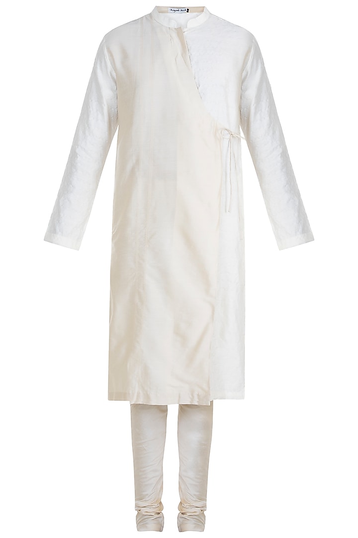 Cream Jacquard Kurta Set by Mayank Modi at Pernia's Pop Up Shop