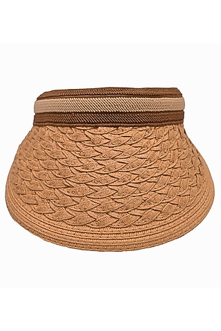 Caramel Natural Paper Straw Cable Visor Hat by Myaraa by Namrata Lodha