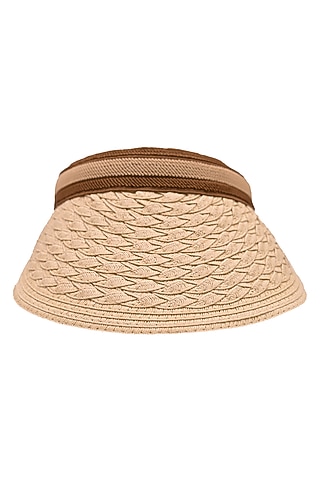 Beige Natural Paper Straw Cable Visor Hat by Myaraa by Namrata Lodha