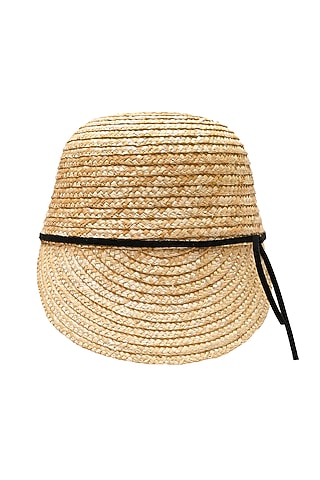 Beige Natural Paper Straw Mediterranean Hat by Myaraa by Namrata Lodha