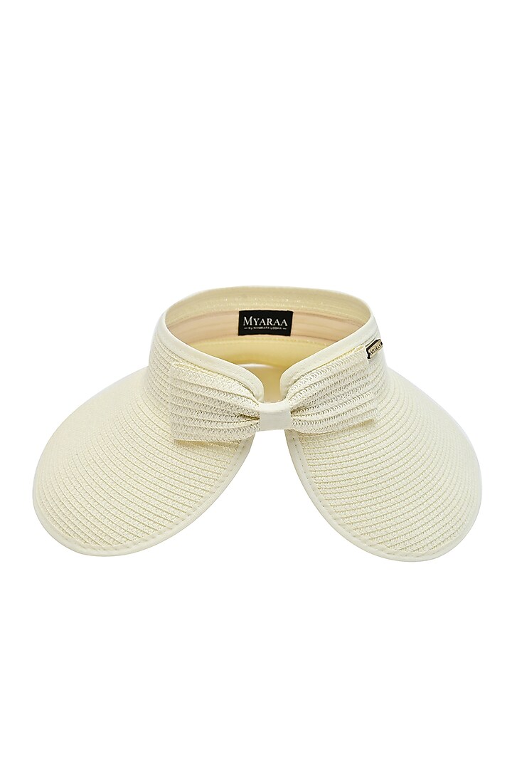 Orchid White Natural Paper Straw Zippi Visor Hat by Myaraa by Namrata Lodha at Pernia's Pop Up Shop