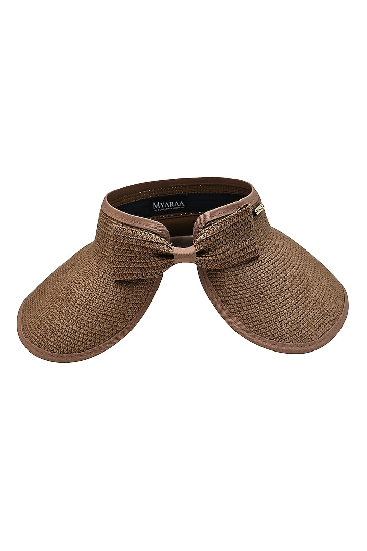 Brown Natural Paper Straw Zippi Visor Hat by Myaraa by Namrata Lodha at Pernia's Pop Up Shop
