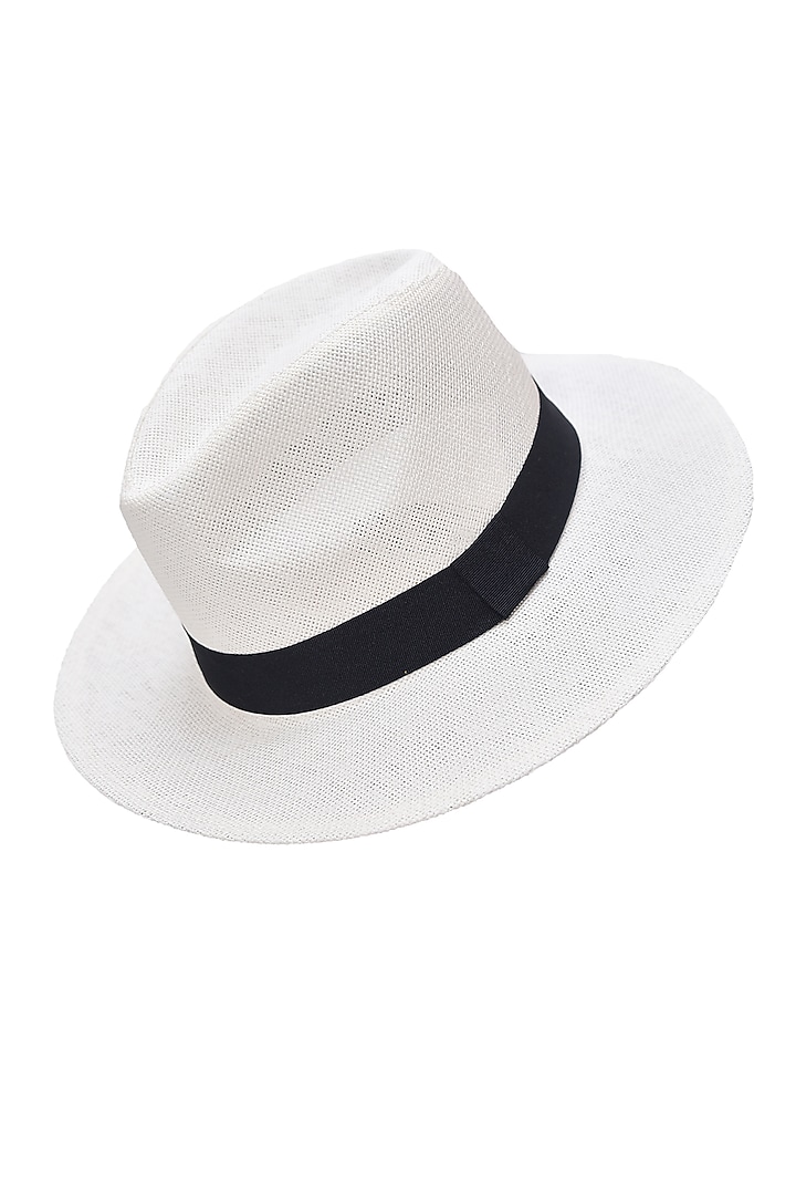 White Natural Paper Straw Panama Hat by Myaraa by Namrata Lodha at Pernia's Pop Up Shop