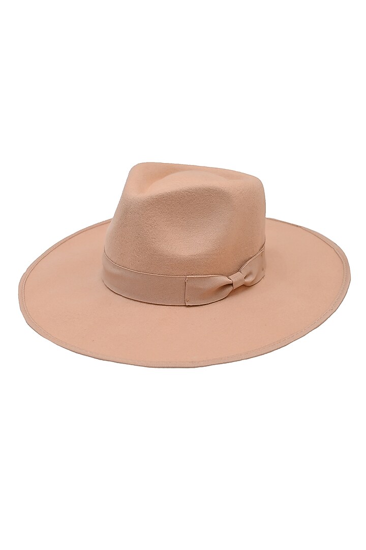 Peach Felt & Wool Mirage Fedora Hat by Myaraa by Namrata Lodha at Pernia's Pop Up Shop
