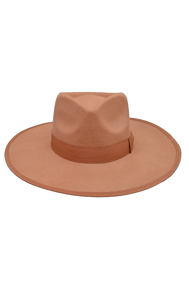 Antique Gold Felt & Wool Mirage Fedora Hat by Myaraa by Namrata Lodha at Pernia's Pop Up Shop