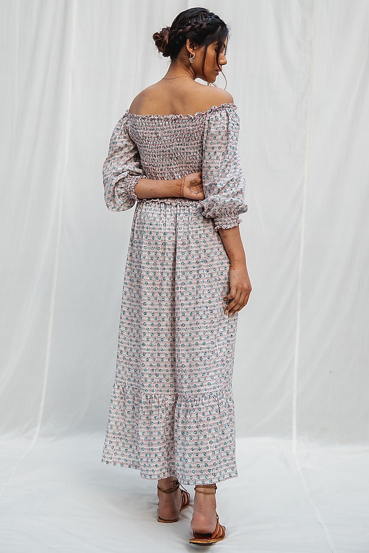 White Hand Block Printed Summer Dress by MoonTara at Pernia's Pop Up Shop