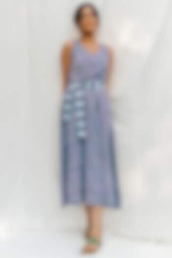 Blue & Purple Block Printed Dress by MoonTara