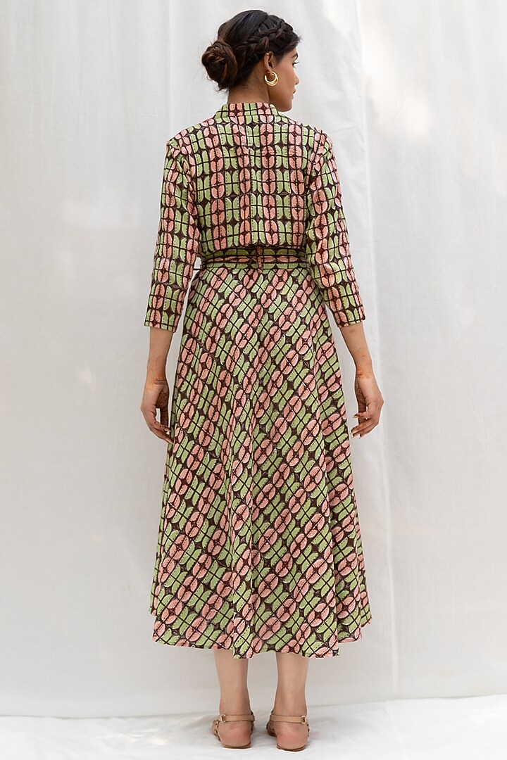 Chocolate Brown Hand Block Printed Summer Dress by Myaara at Pernia's Pop Up Shop