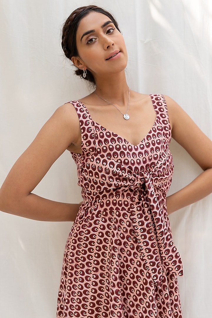 Dusty Pink Hand Block Printed Summer Dress by MoonTara at Pernia's Pop Up Shop