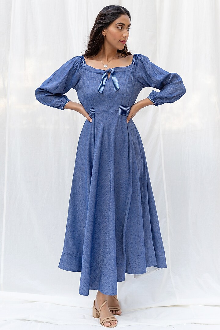 Blue Cotton Summer Dress by MoonTara at Pernia's Pop Up Shop