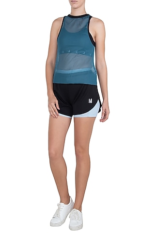 Black elastic shorts by Myriad