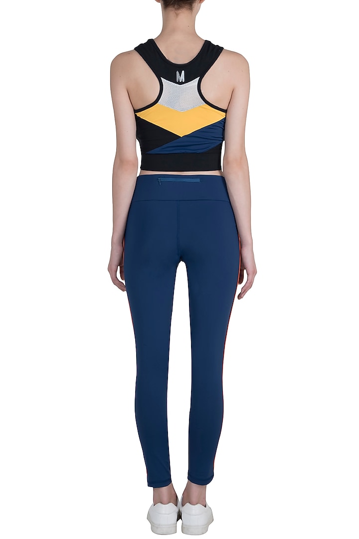 Blue embroidered leggings pants available only at Pernia's Pop Up Shop.