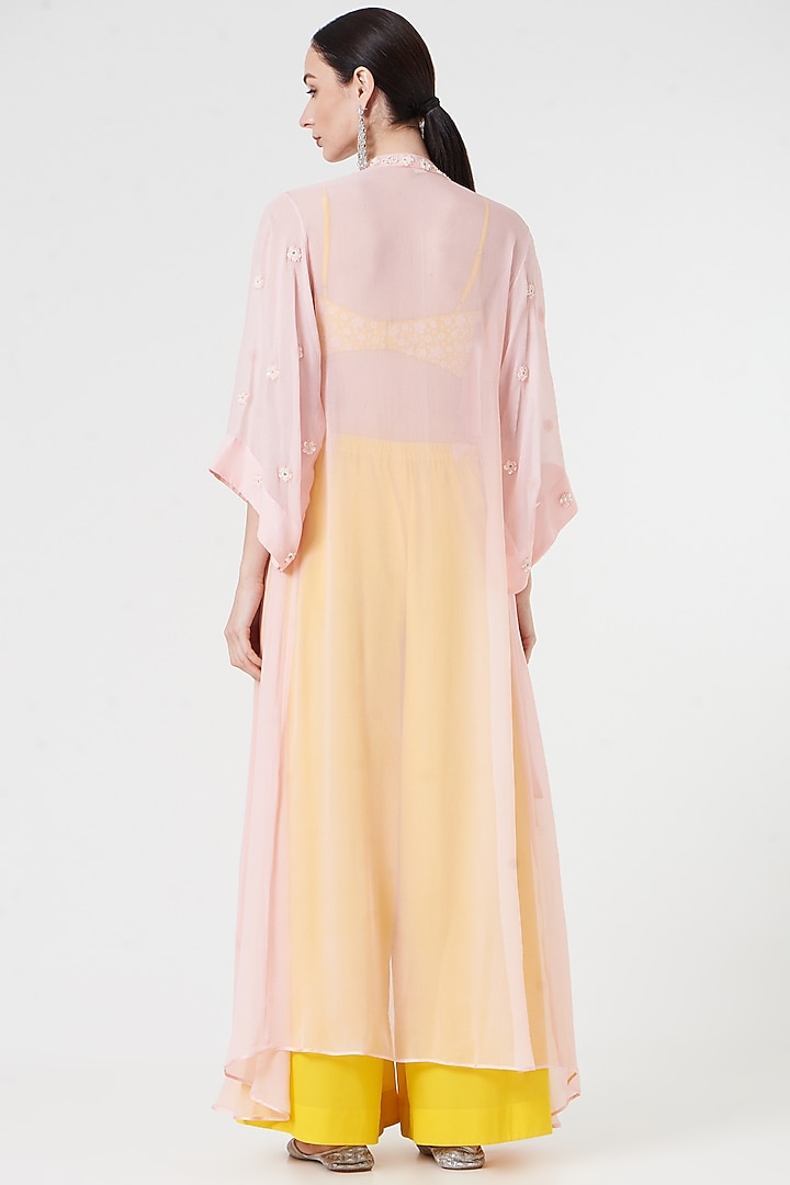 Yellow Georgette & Chiffon Palazzo Pant Set by MADZIN at Pernia's Pop Up Shop
